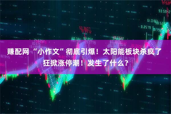 赚配网 “小作文”彻底引爆！太阳能板块杀疯了 狂掀涨停潮！发生了什么？