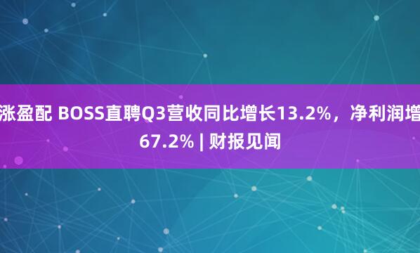 涨盈配 BOSS直聘Q3营收同比增长13.2%,净利润增67.2% | 财报见闻